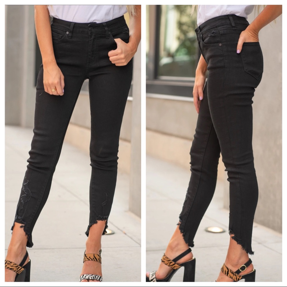 KanCan Black Skinny Raw Hem Stretch Jeans Size 11